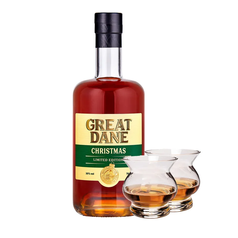 Great Dane Christmas med 2 glas