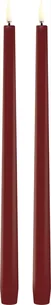 LED Slim Taper Candle, Carmine red, Smooth, 2pack, 2,3x32 c