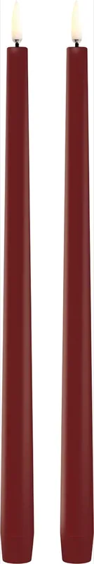 LED Slim Taper Candle, Carmine red, Smooth, 2pack, 2,3x32 c