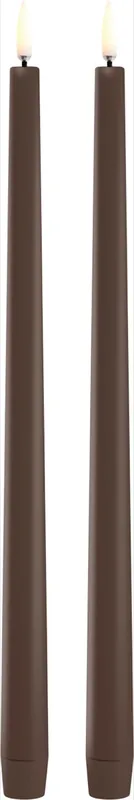LED Slim Taper Candle, Brown, Smooth, 2pack, 2,3x32 cm