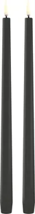 LED Slim Taper Candle, Grey, Smooth, 2pack, 2,3x32 cm