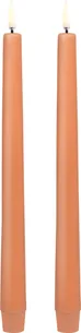 LED Taper Candle, Apricot, Smooth, 2pack, 2,3x25 cm