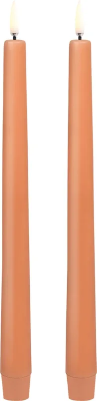 LED Taper Candle, Apricot, Smooth, 2pack, 2,3x25 cm