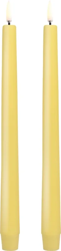 LED Taper Candle, Wheat Yellow, Smooth, 2pack, 2,3x25 cm