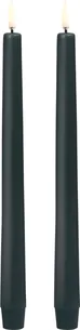 LED Taper Candle, Pine Green, Smooth, 2pack, 2,3x25 cm