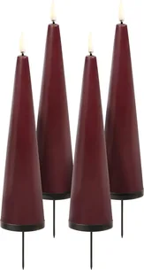 Giftbox w. Spike, Remote, LED Cone Candle, Wine red, Smooth,