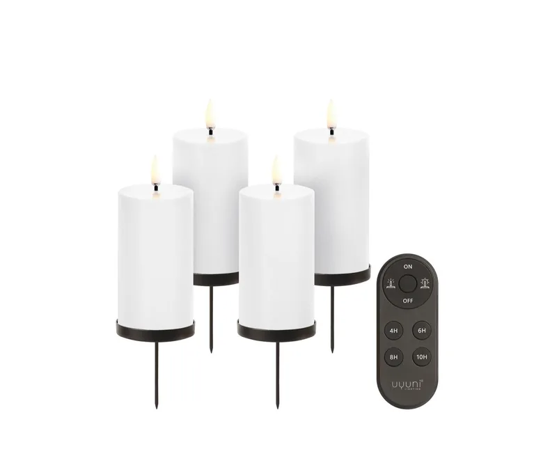 Gaveæske m. spike, fjernbetjening, LED bloklys - Nordic White