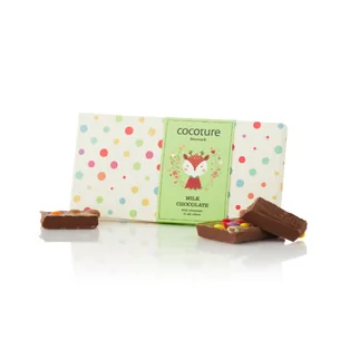 Chokoladeplade med chokoladeknapper i grøn Cocoture æske - 55g