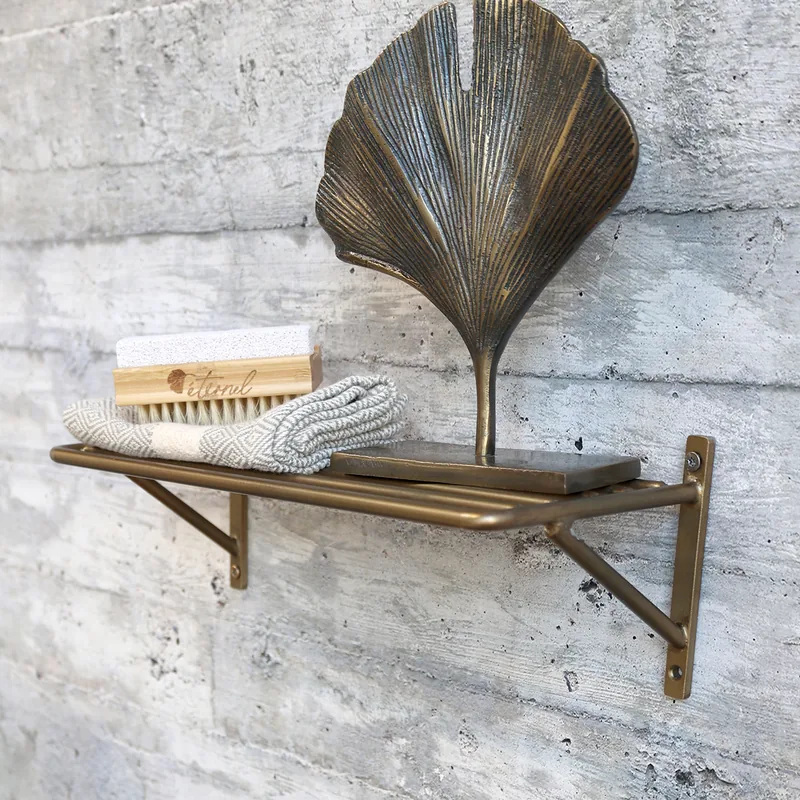 Hylde med Riller Antique Messing - 32 cm - Jern - Chic Antique