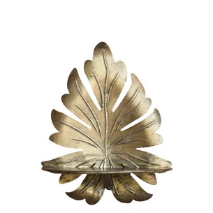 Bladformet Hylde i Messing  Antique Finish 29 cm