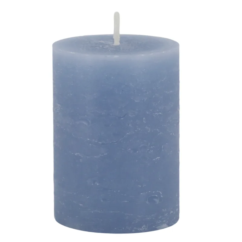 Macon Bloklys Rustik Sky Blue - Ø 7 cm H 10 cm - 40 Timer - Chic Antique