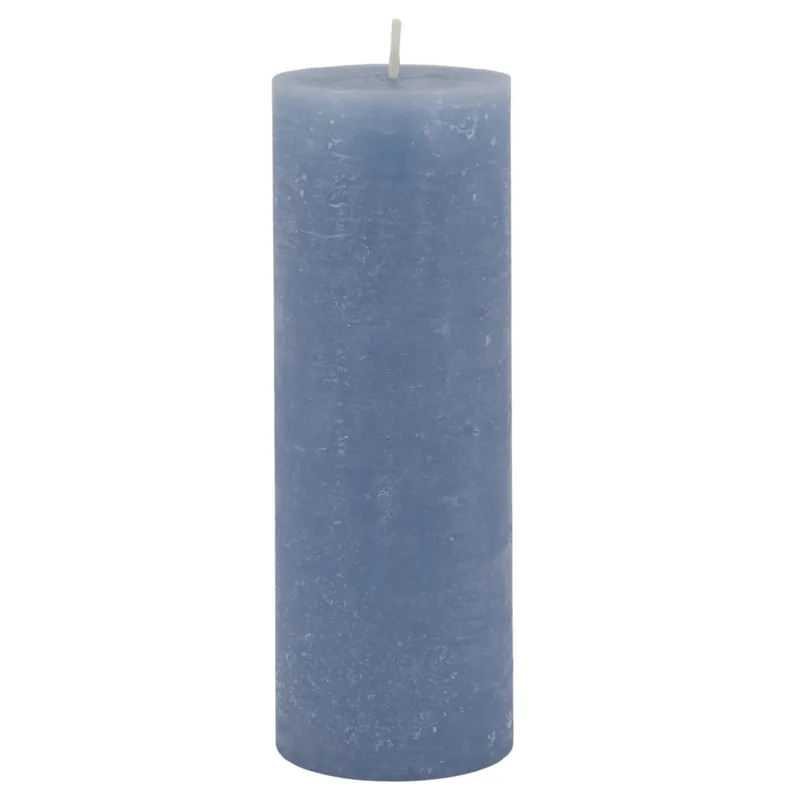 Macon Bloklys Rustik Sky Blue - Ø 7 cm H 20 cm - 80 Timer - Chic Antique