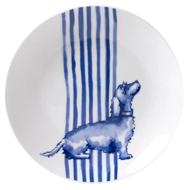 Desserttallerken med gravhund  Ø12 cm | Heinen Delfts Blauw