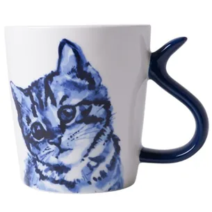 Krus Kat med kattehale-hank 300 ml  Heinen Delfts Blauw