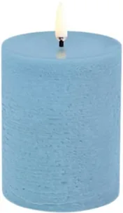 LED Pillar Candle, Sky Blue, Rustic, 7,8x10,1 cm