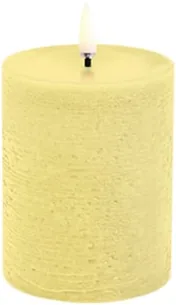 LED Pillar Candle, Wheat Yellow, Rustic, 7,8x10,1 cm