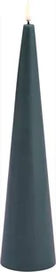 LED Cone Candle, Pine Green, Smooth, 6,8x30 cm