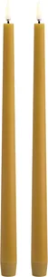 LED Taper Candle, Curry Yellow, Smooth, 2,3x32 cm / 2pack