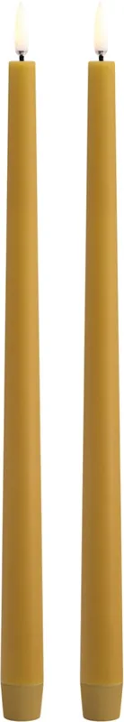 LED Taper Candle, Curry Yellow, Smooth, 2,3x32 cm / 2pack