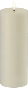 LED Pillar Candle, Oyster Grey, Smooth, 7,8x20 cm