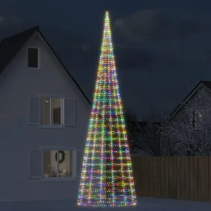 LED-juletræ til flagstang 800 cm 3000 LED'er - flerfarvet