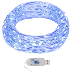 Lyskæde med 400 LED 40 m 8 funktioner - blå