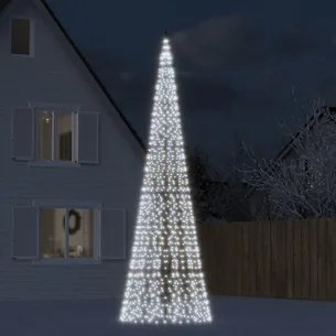 LED-juletræ til flagstang 500 cm - koldt hvidt lys