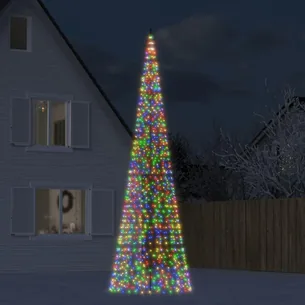 LED-juletræ til flagstang 500 cm - flerfarvet