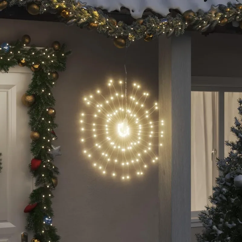 Starburst-juledekoration 2 stk. 140 LED 17 cm - varm hvid