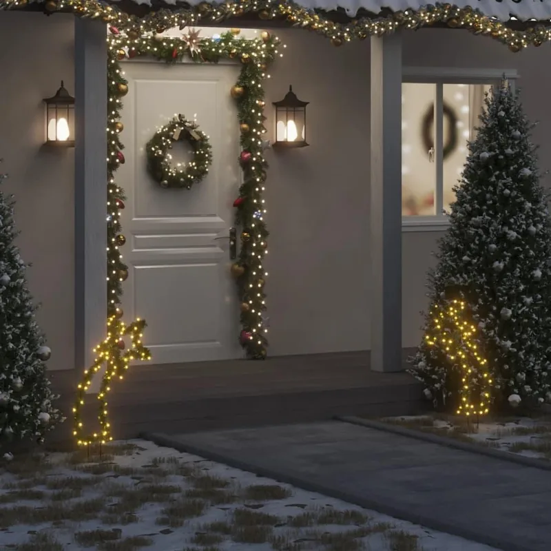 Julelysdekoration med stjerneskud og jordspyd 80 LED - 62 cm