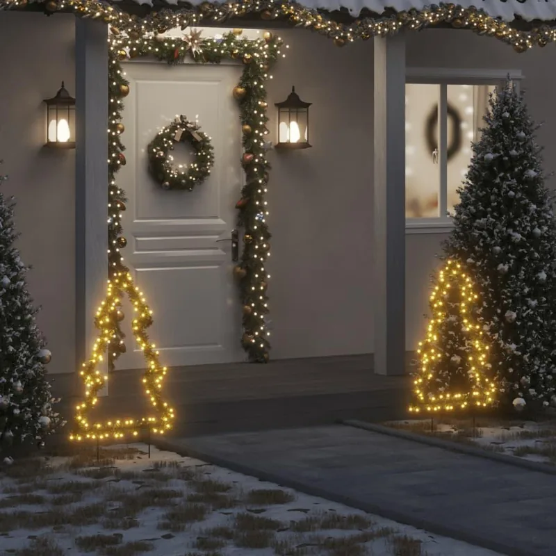 Julelysdekoration med jordspyd juletræ 115 LED 90 cm