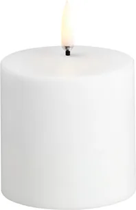 LED Rechargeable Pillar, White Plain, 6,8x6,8 cm