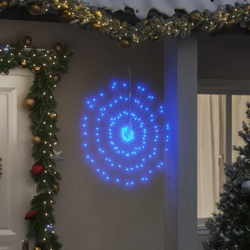 Starburst-lysdekoration 8 stk. 140 LED'er 17 cm - blå