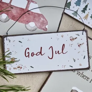 Metalskilt m/ tråd "God Jul" - Ib Laursen