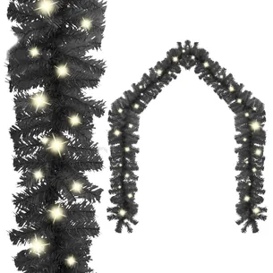 Juleguirlande med LED-lys - sort