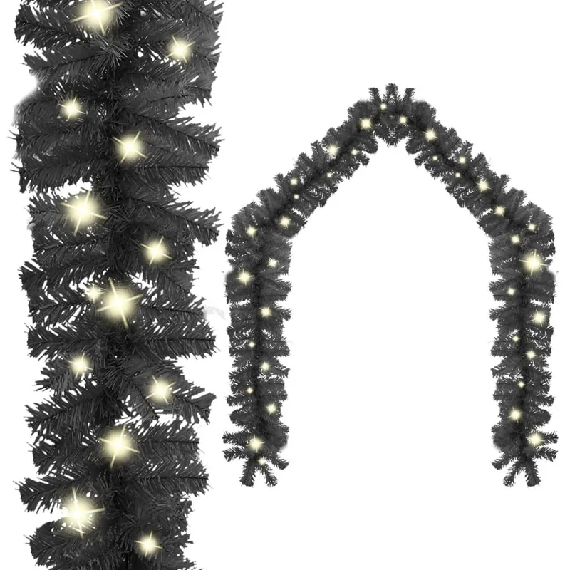Juleguirlande med LED-lys - sort