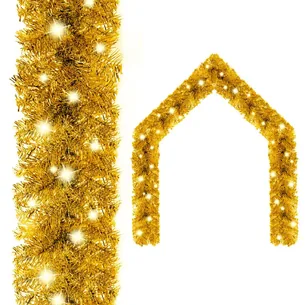 Juleguirlande med LED-lys - guldfarvet, 20 m