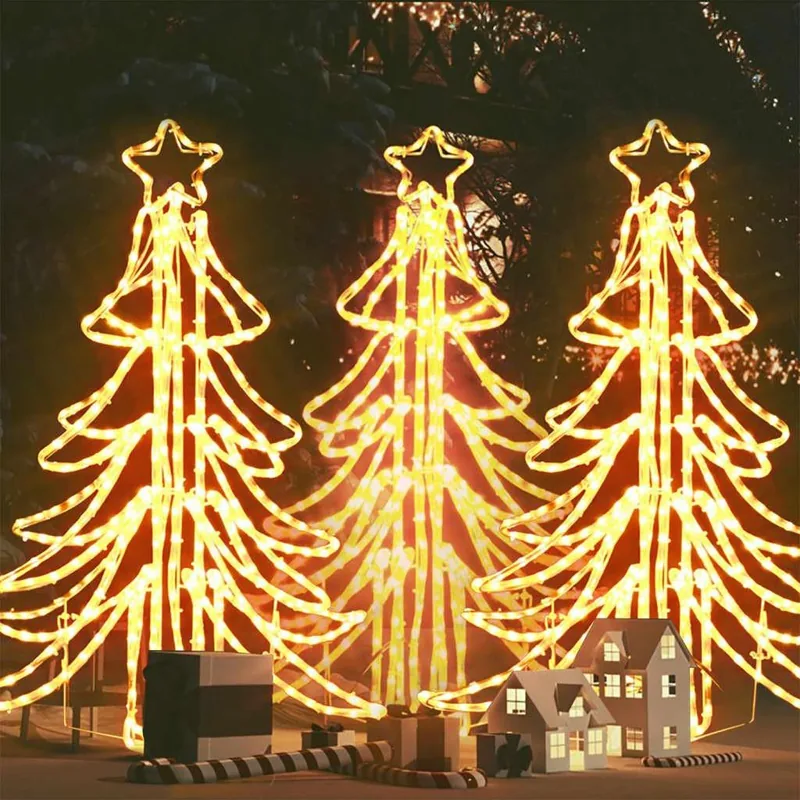 Juletræsfigurer med LED-lys 3 stk. 87 x 87 x 93 cm - varmt hvidt lys