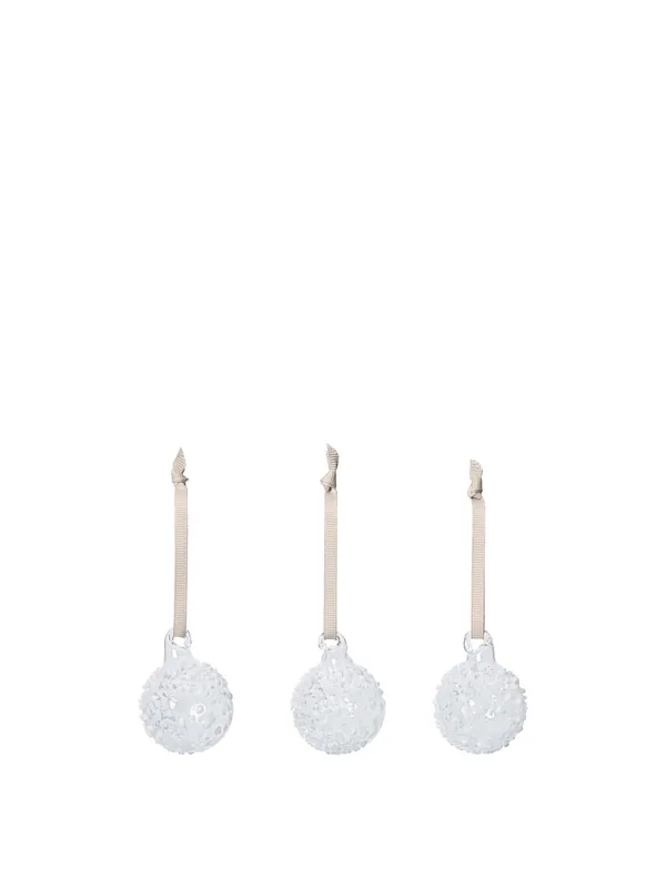 Flurry Glass julekugler, Small, 3 stk  -  White
