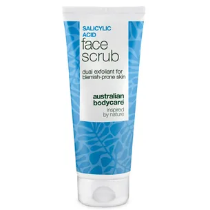 Salicylsyre ansigtsscrub mod uren hud og bumser â Ansigtsscrub mod uren og fedtet hud, blackheads og bumser. Fjerner døde hudceller og overskydende olie. Med effektiv salicylsyre og succinsyre. - 2 stk.
