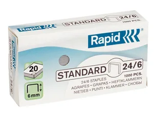 Rapid hæfteklammer 24/6 1000 stk., 20 æsker
