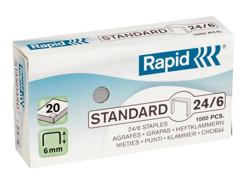 Rapid hæfteklammer 24/6 1000 stk., 20 æsker