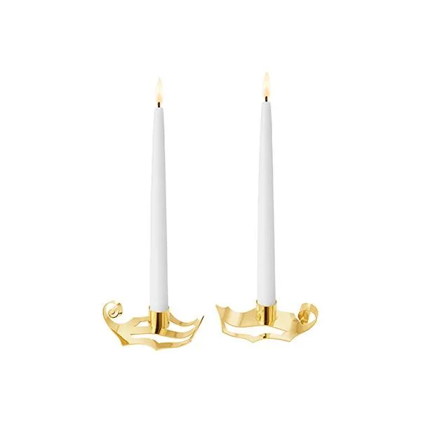 Georg Jensen 2026 Kertelysestager, 2 stk - Forgyldt  : Erling Christensen Møbler