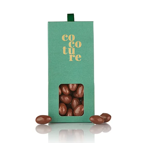 Flødechokolade mandler fra Cocoture i grøn æske - 90g