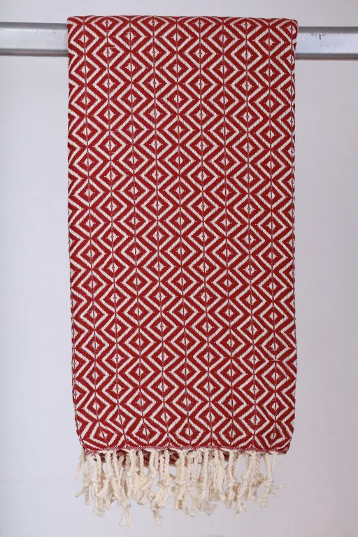 Hamam Jenny Diamond Bordeaux rød - 200 * 220 cm Sengetæppe