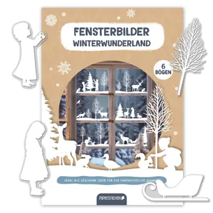 Vinduesklistermærker til jul  Vinterlandskab  6 A4-ark | Papierdrachen
