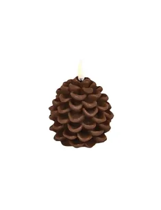 PINE CONE LED-stearinlys, brun, Ø 7 cm, voks – Uyuni Lighting - Stue - Andet - Med én lyskilde