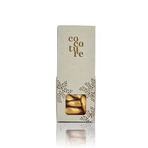 "Guld" mandler med flødechokolade i grå Cocoture æske - 55g