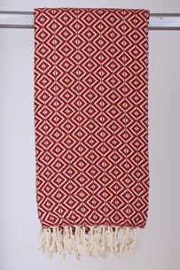 Hamam Jenny Diamond Bordeaux rød - 130 * 200 cm Plaid