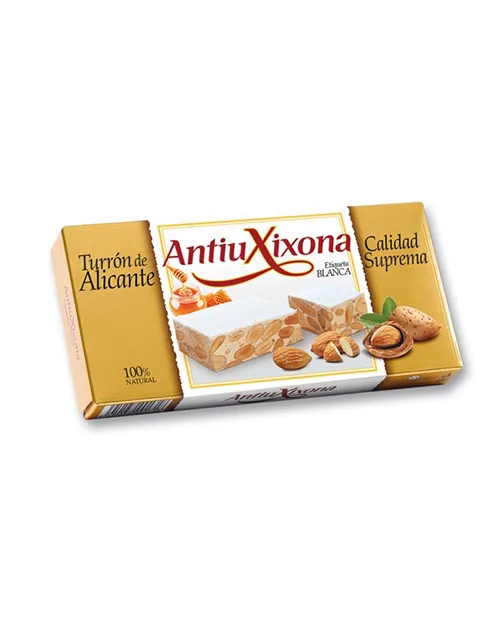 Turrón Alicante Antiu Xixona etiqueta blanca